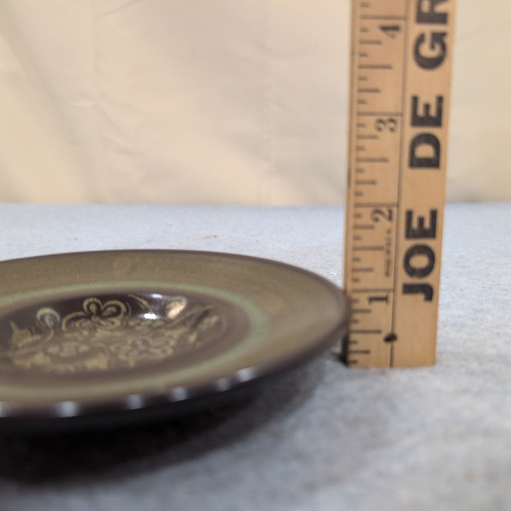 Franciscan Madeira Brown Moss Green Floral Earthenware Saucer Plate Vintage MCM - Picture 5 of 7
